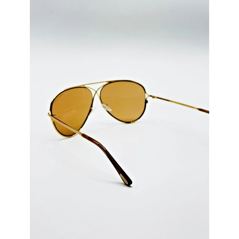 Tom Ford Sunglasses TOM N.4 28E Rose Gold Aviator Frame Brown Lens 59-10-135
